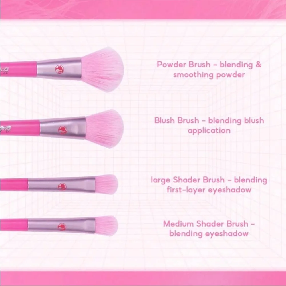 Barbie 8 Piece Makeup Brush Set, Limited Edition Barbie Makeup Brushes
